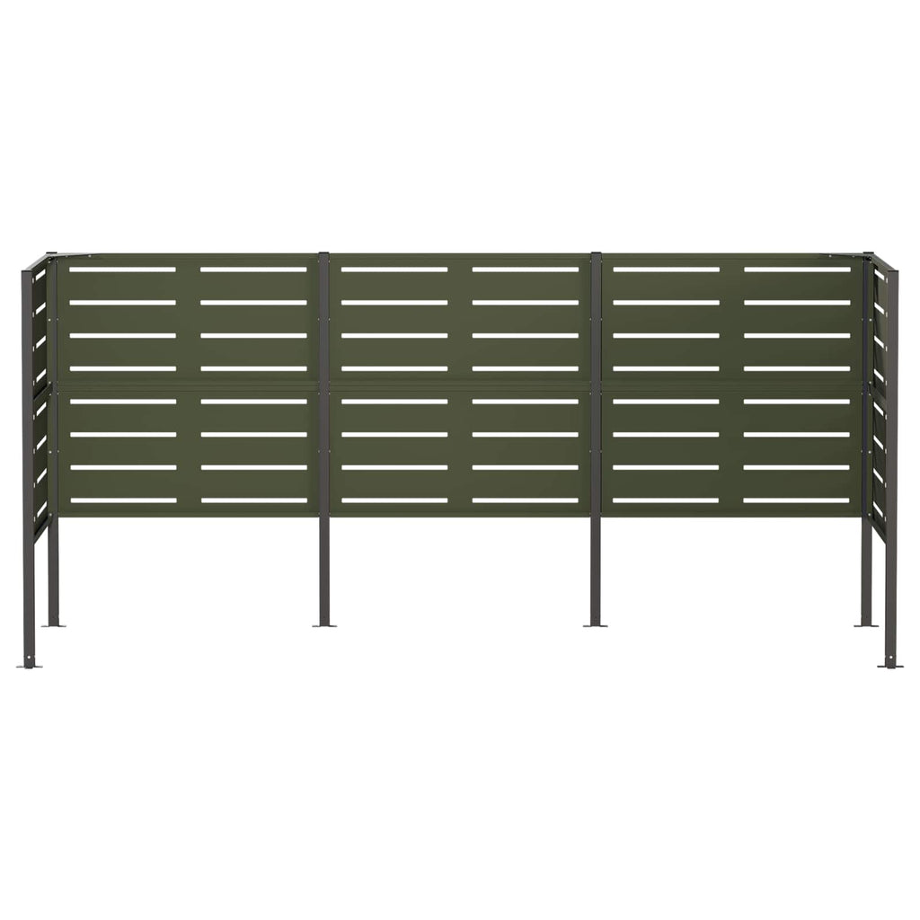 vidaXL Ekran na kosz na śmieci 249 x 85 x 113 cm Stal Oliwkowy zielony