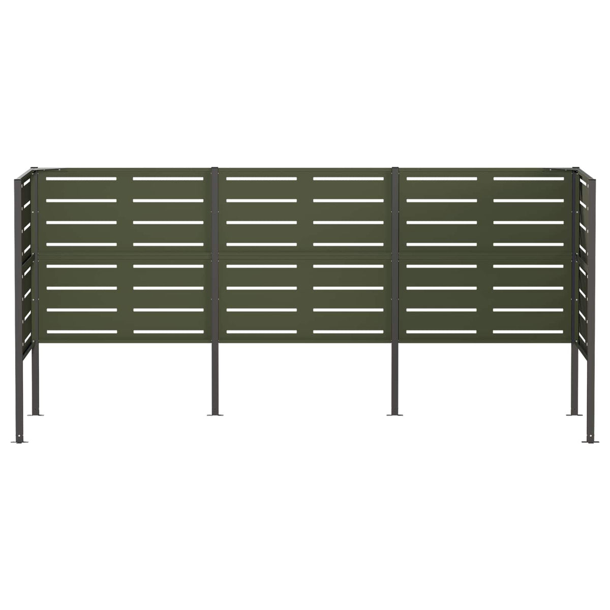 vidaXL Ekran na kosz na śmieci 249 x 85 x 113 cm Stal Oliwkowy zielony