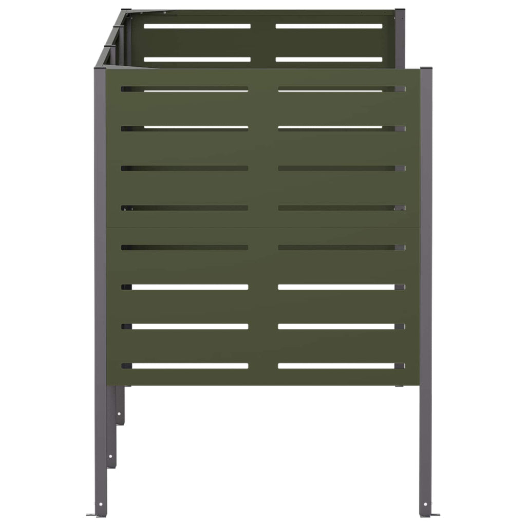 vidaXL Ekran na kosz na śmieci 249 x 85 x 113 cm Stal Oliwkowy zielony