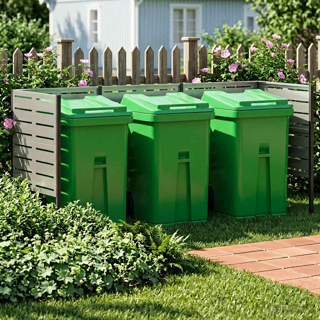 vidaXL Ekran na kosz na śmieci 249 x 85 x 113 cm Stal nierdzewna