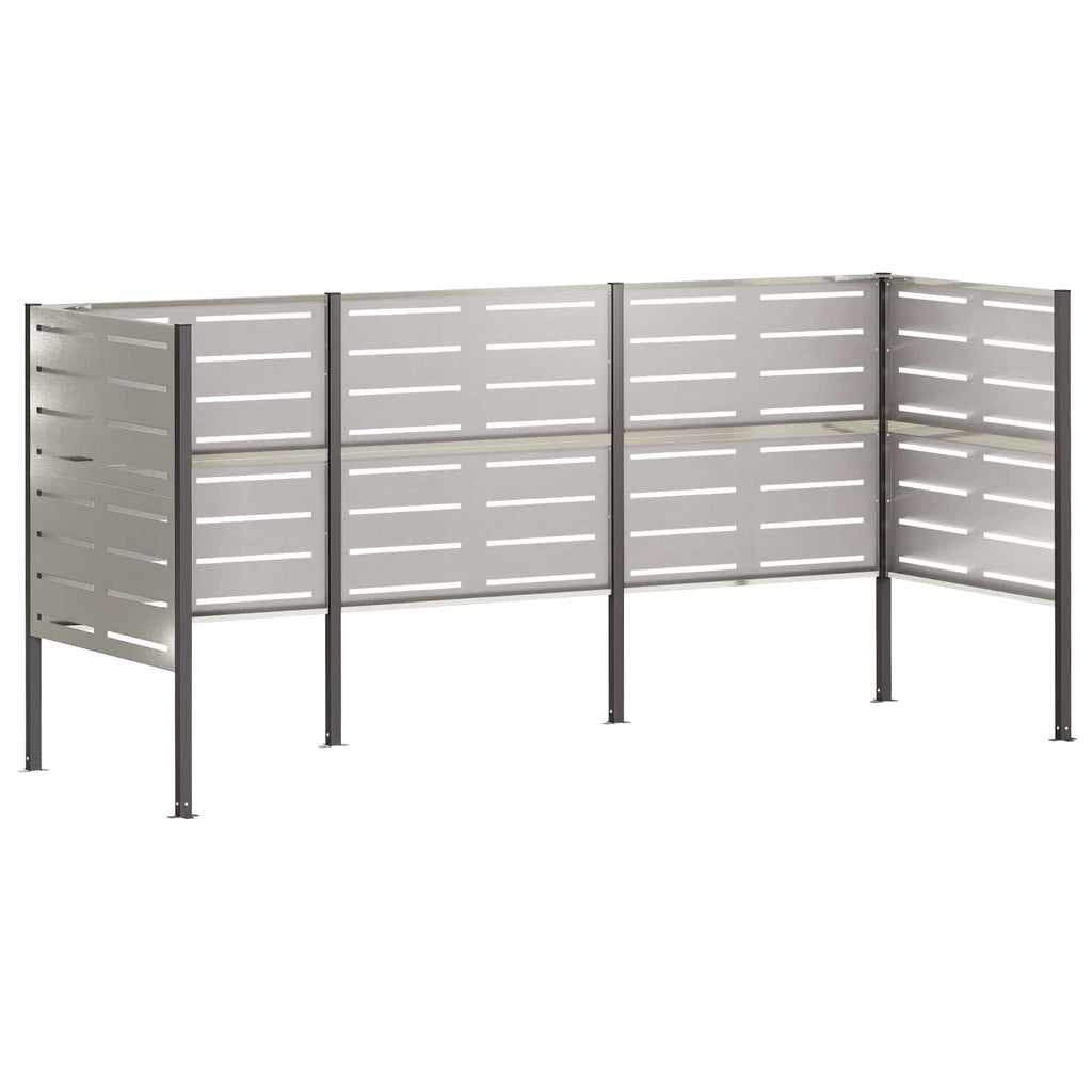 vidaXL Ekran na kosz na śmieci 249 x 85 x 113 cm Stal nierdzewna