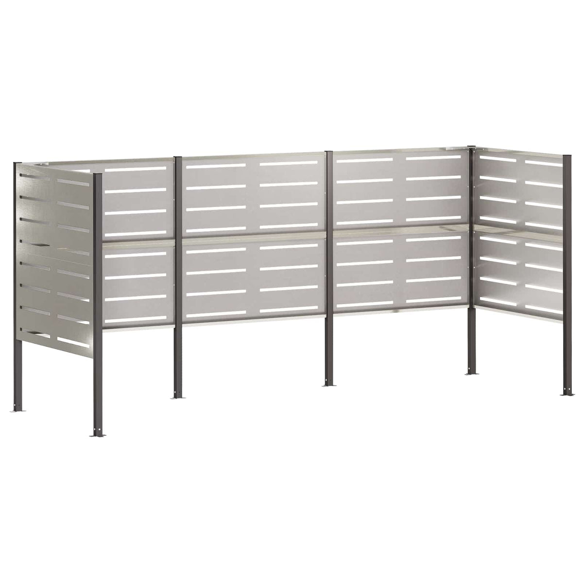vidaXL Ekran na kosz na śmieci 249 x 85 x 113 cm Stal nierdzewna