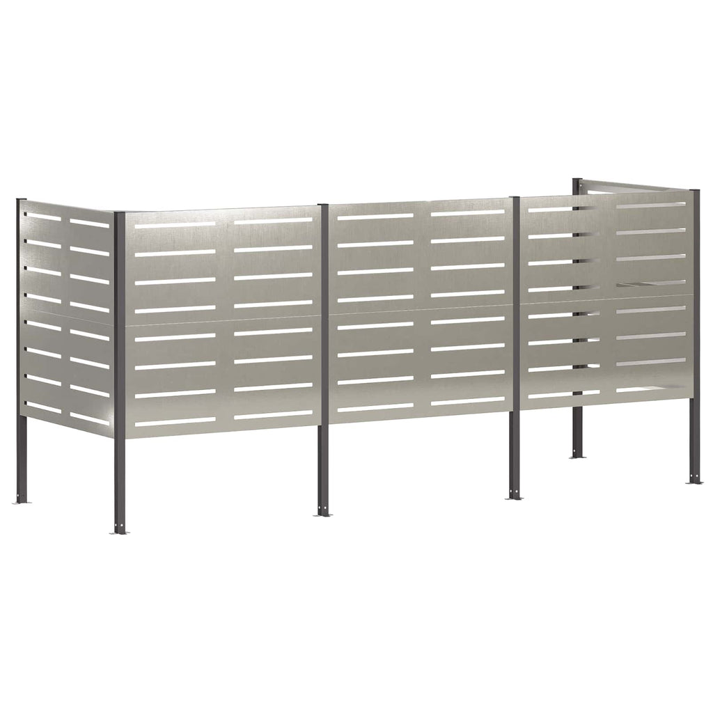 vidaXL Ekran na kosz na śmieci 249 x 85 x 113 cm Stal nierdzewna