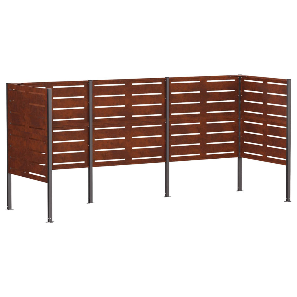vidaXL Ekran na kosz na śmieci 249 x 85 x 113 cm Stal kortenowska
