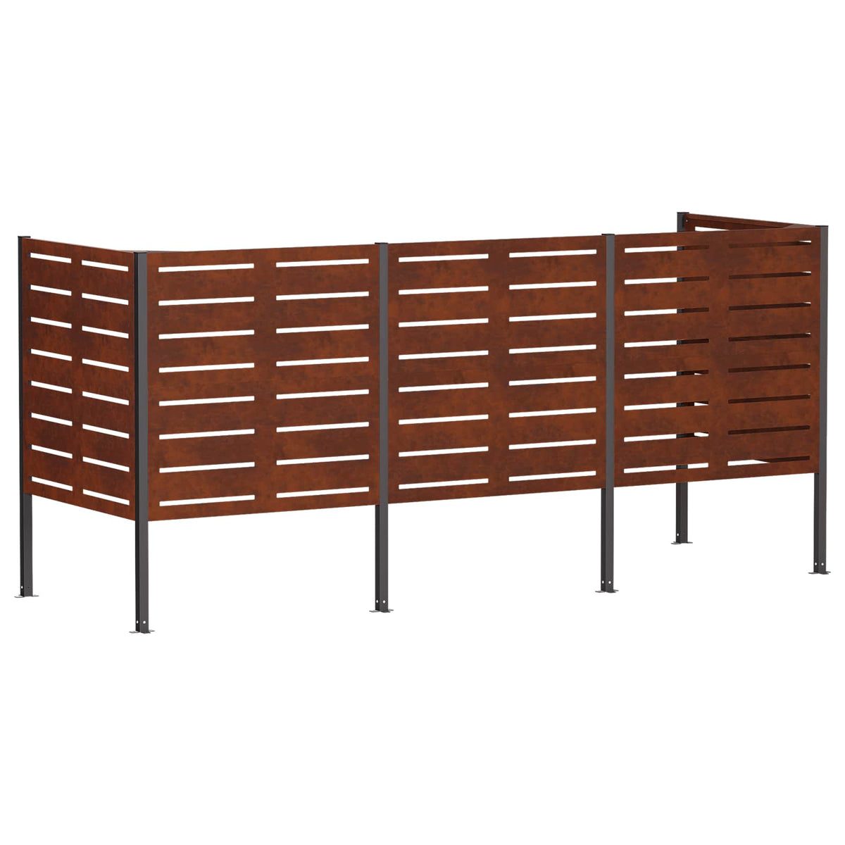 vidaXL Ekran na kosz na śmieci 249 x 85 x 113 cm Stal kortenowska