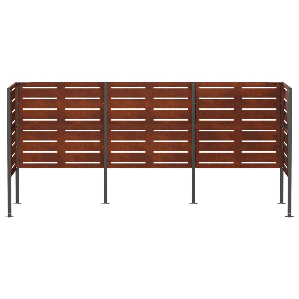 vidaXL Ekran na kosz na śmieci 249 x 85 x 113 cm Stal kortenowska