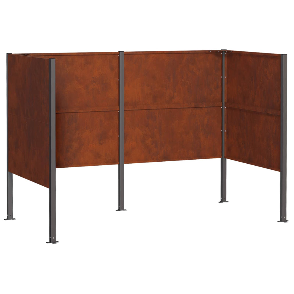 vidaXL Ekran na kosz na śmieci 167 x 85 x 113 cm Stal kortenowska