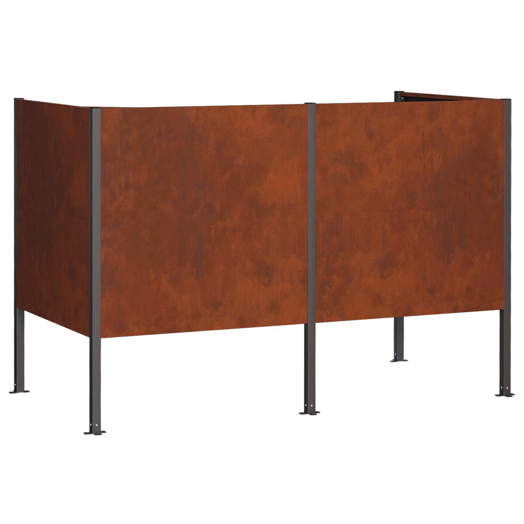 vidaXL Ekran na kosz na śmieci 167 x 85 x 113 cm Stal kortenowska