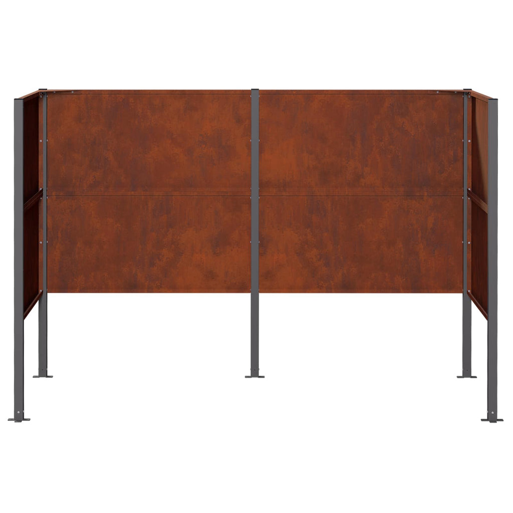 vidaXL Ekran na kosz na śmieci 167 x 85 x 113 cm Stal kortenowska