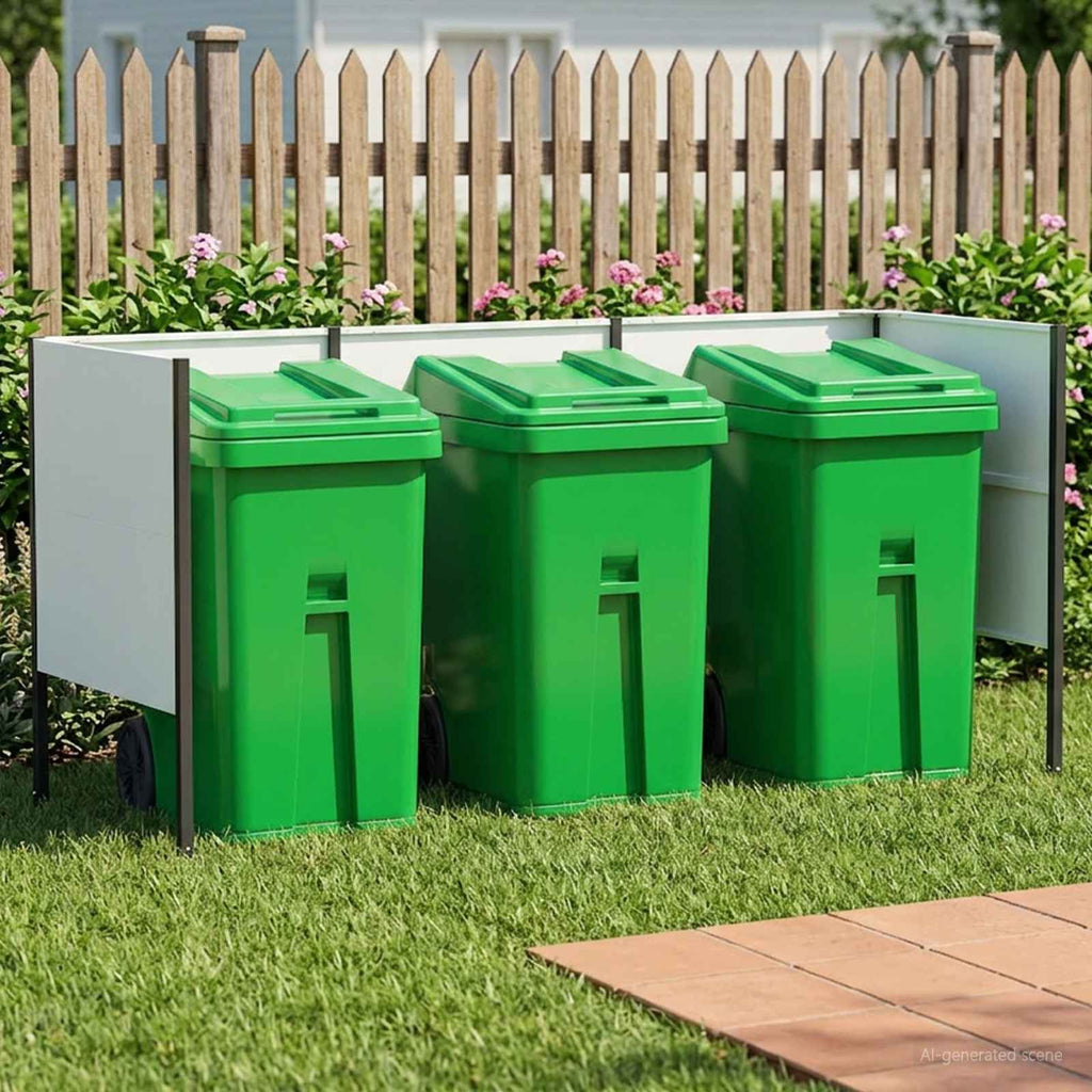 vidaXL Ekran na kosz na śmieci 249 x 85 x 113 cm Stal Biały
