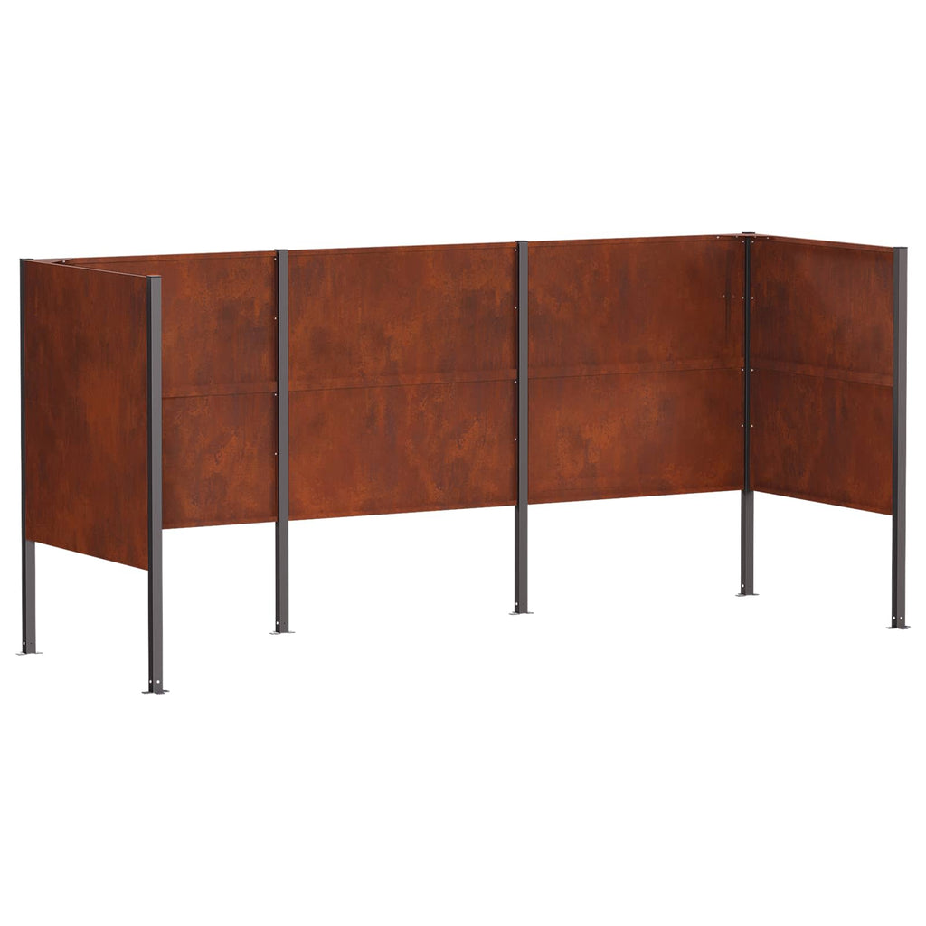 vidaXL Ekran na kosz na śmieci 249 x 85 x 113 cm Stal kortenowska
