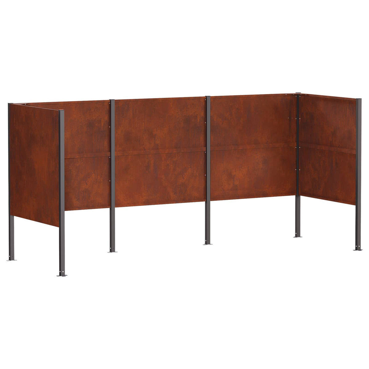vidaXL Ekran na kosz na śmieci 249 x 85 x 113 cm Stal kortenowska