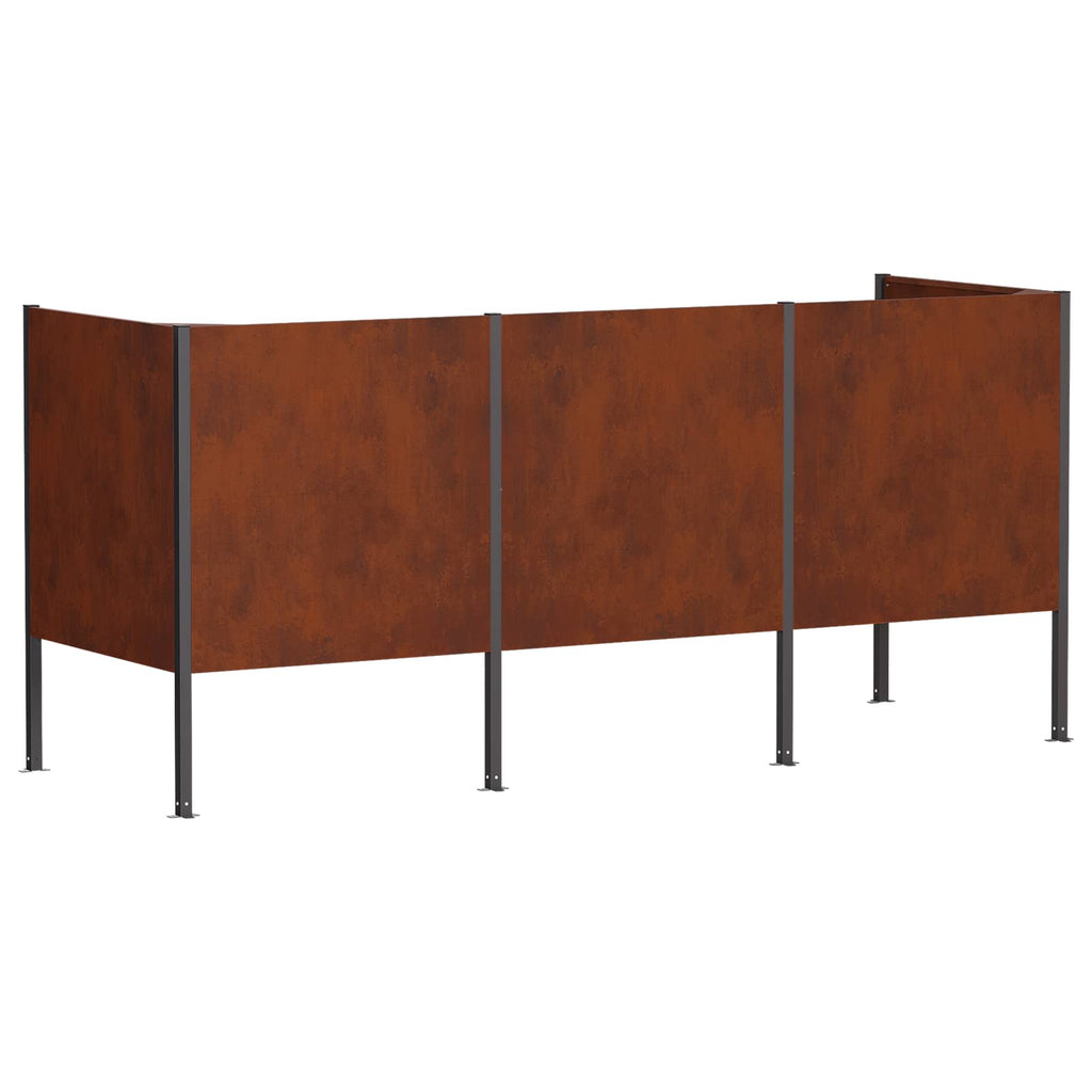 vidaXL Ekran na kosz na śmieci 249 x 85 x 113 cm Stal kortenowska