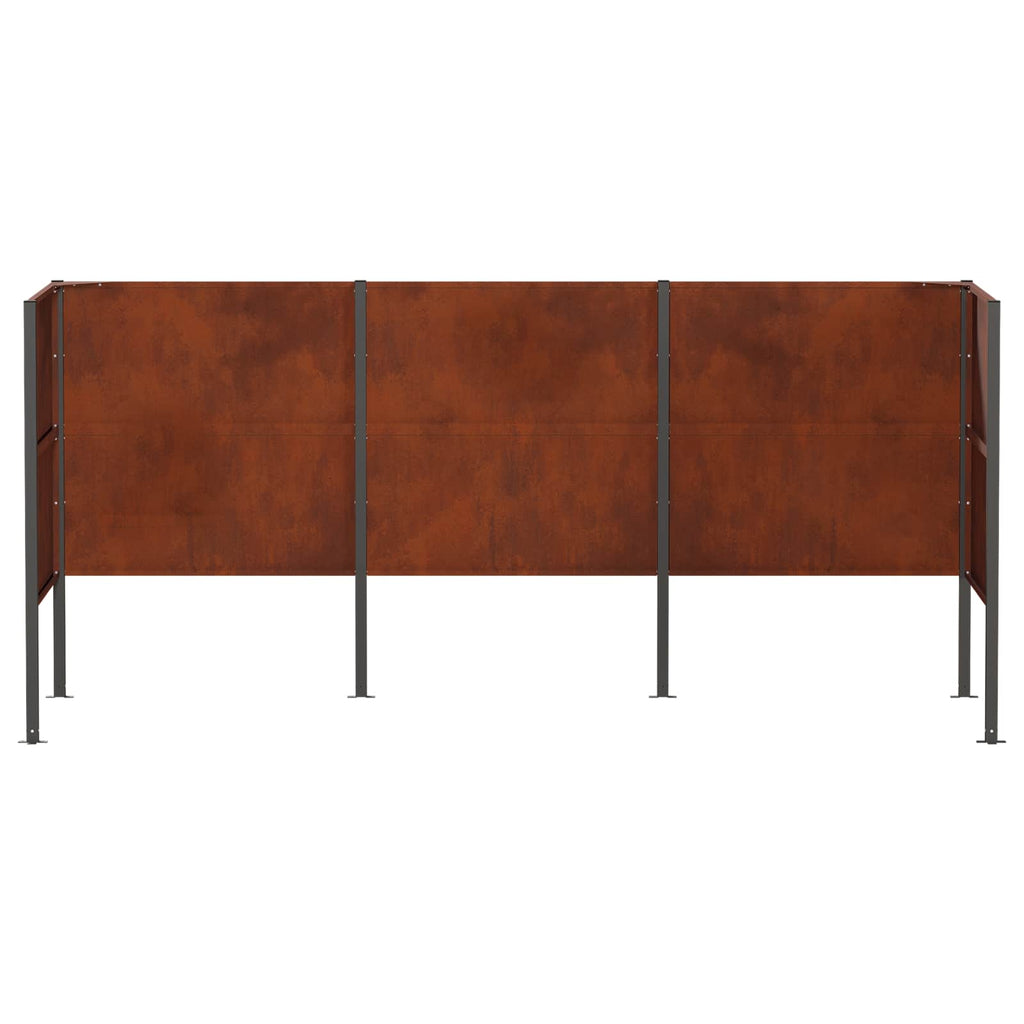 vidaXL Ekran na kosz na śmieci 249 x 85 x 113 cm Stal kortenowska