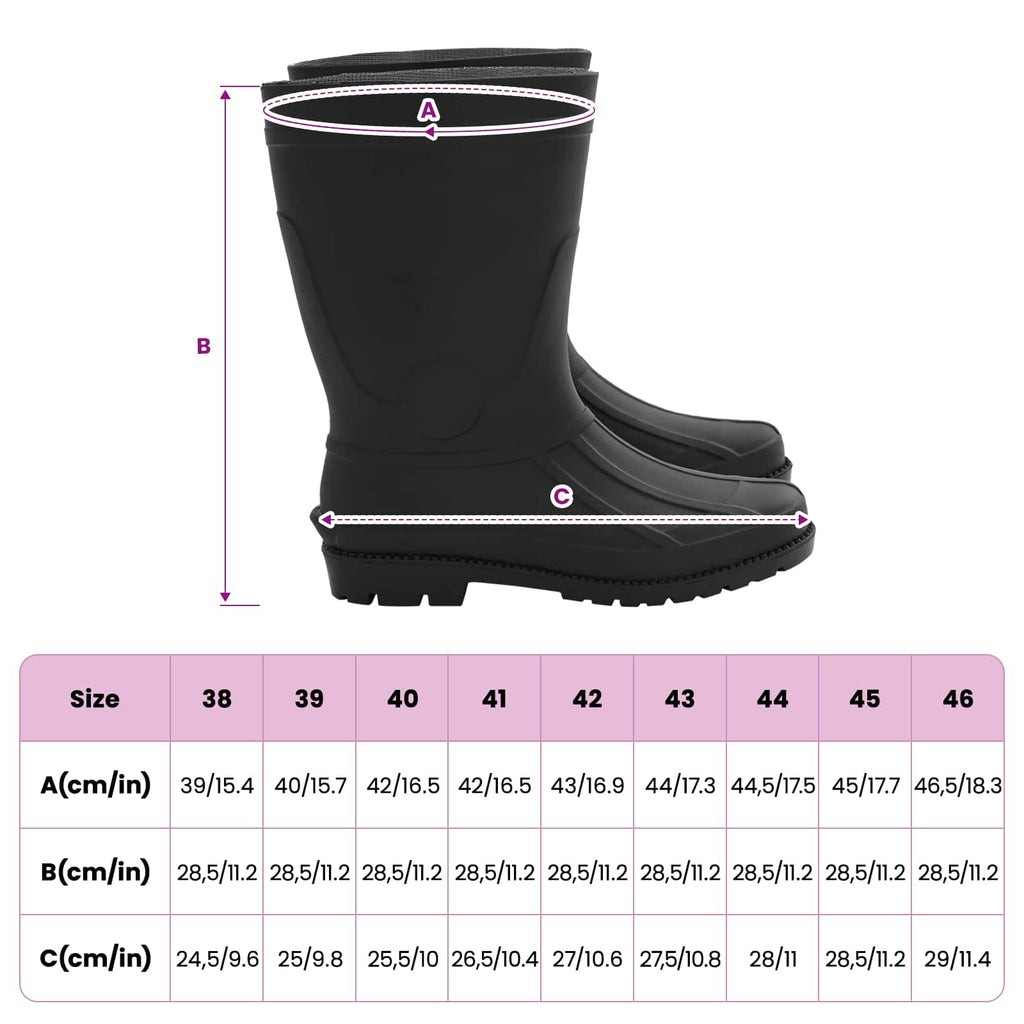 vidaXL Buty deszczowe PVC Rozmiar 38 Czarny
