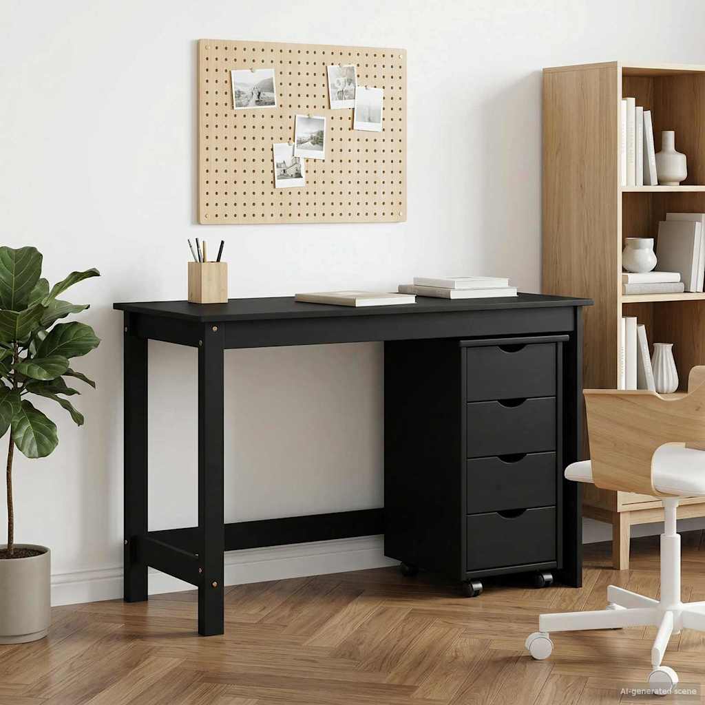 vidaXL Zestaw biurkowy z szafką 2 szt. Czarny Lite drewno sosnowe