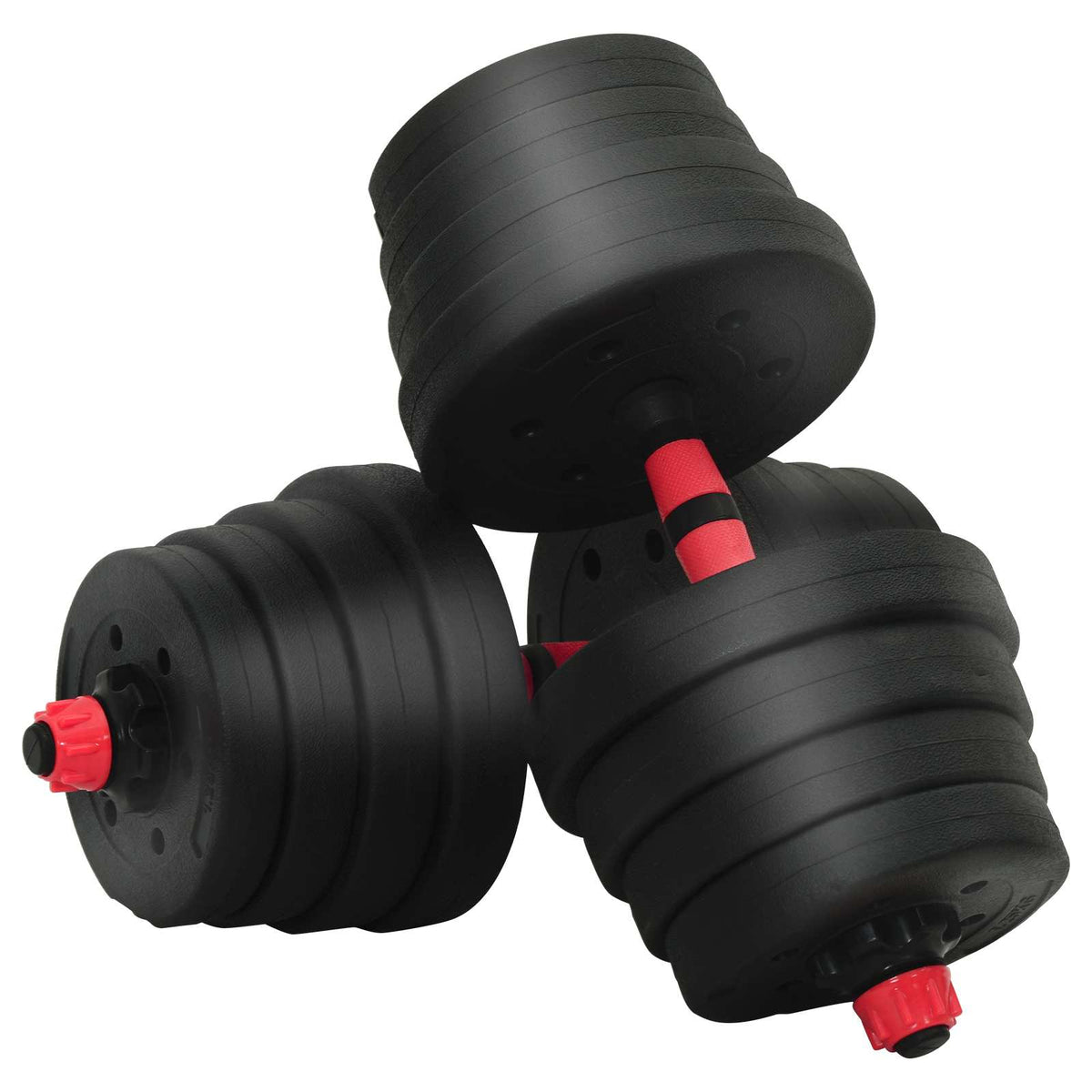 vidaXL Zestaw hantli 4 w 1 40 kg Czarny i czerwony