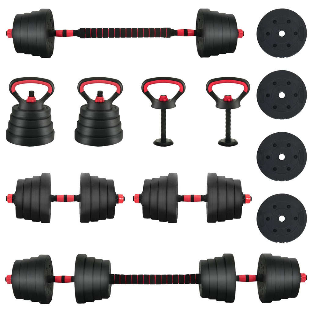 vidaXL Zestaw hantli 4 w 1 40 kg Czarny i czerwony