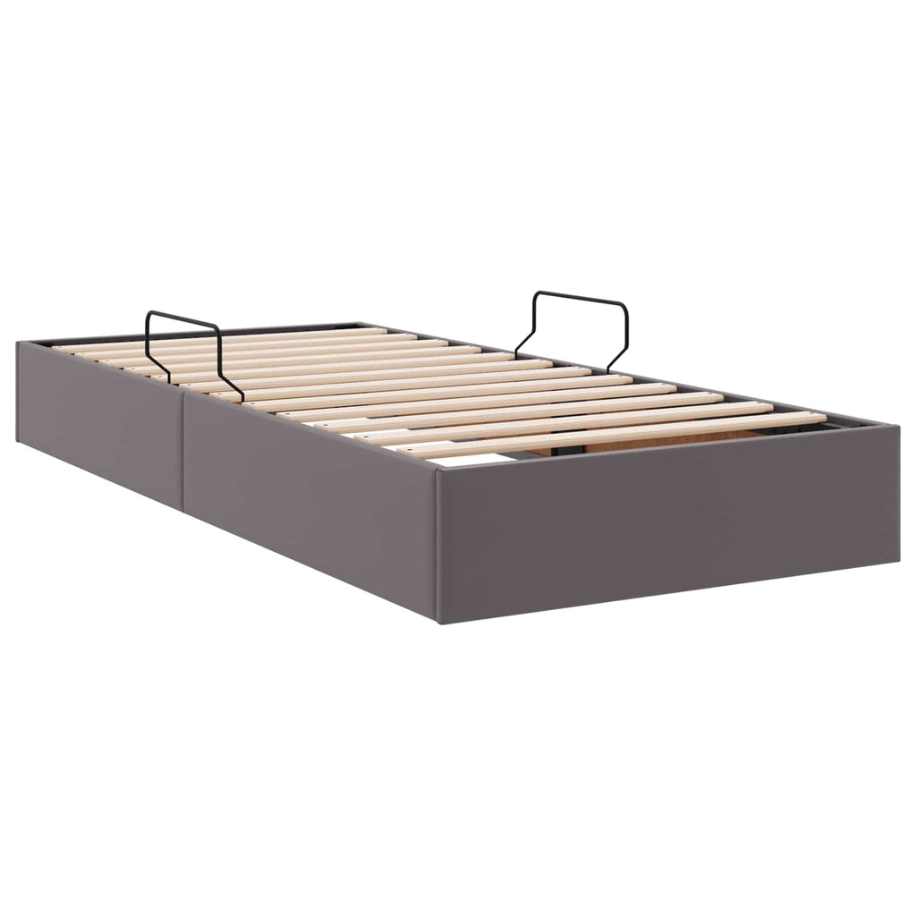 vidaXL Łóżko otomanowe Szary 90 x 190 cm Skóra ekologiczna