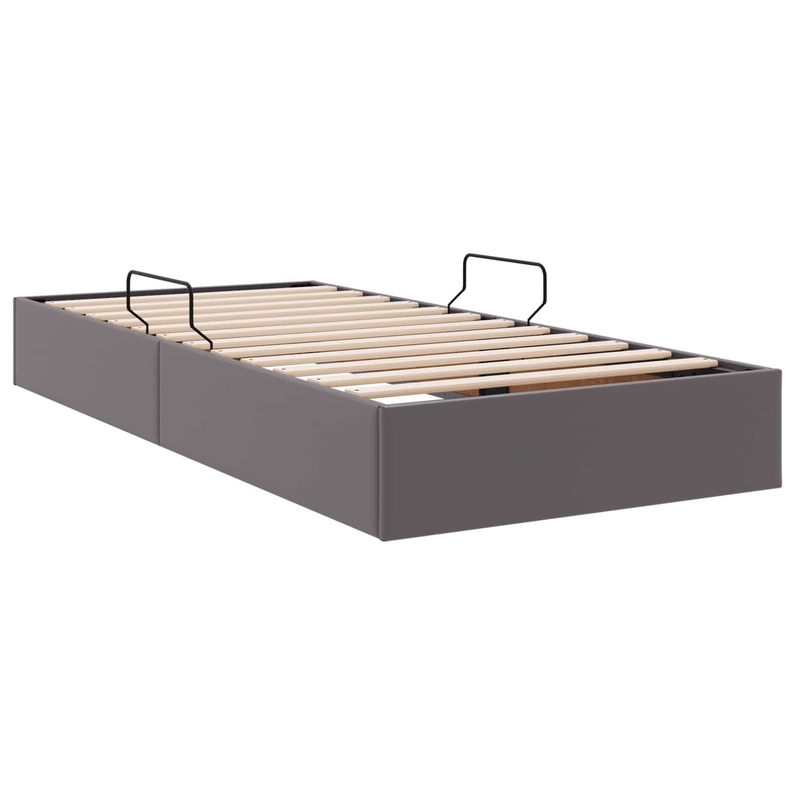 vidaXL Łóżko otomanowe Szary 90 x 190 cm Skóra ekologiczna