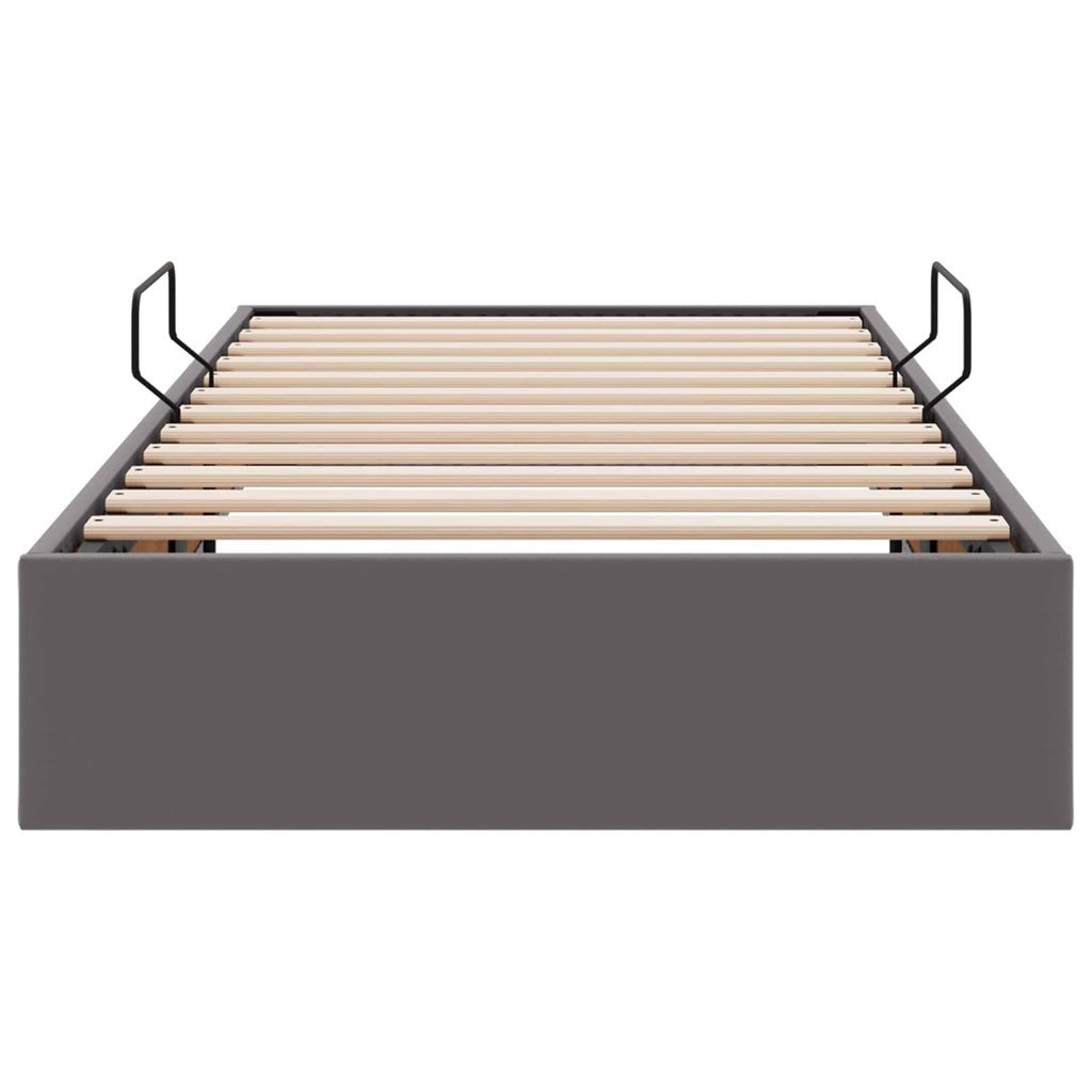 vidaXL Łóżko otomanowe Szary 90 x 200 cm Skóra ekologiczna