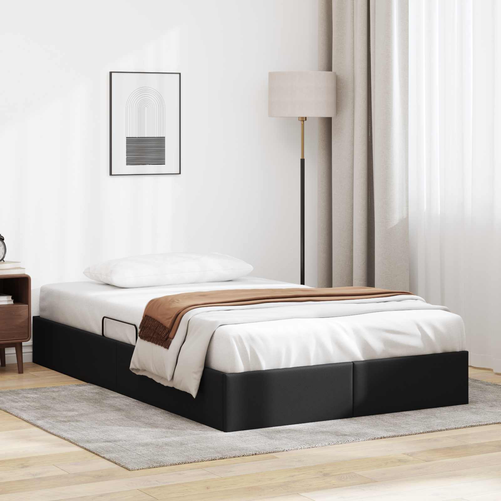 vidaXL Łóżko otomanowe Czarny 120 x 200 cm Skóra ekologiczna