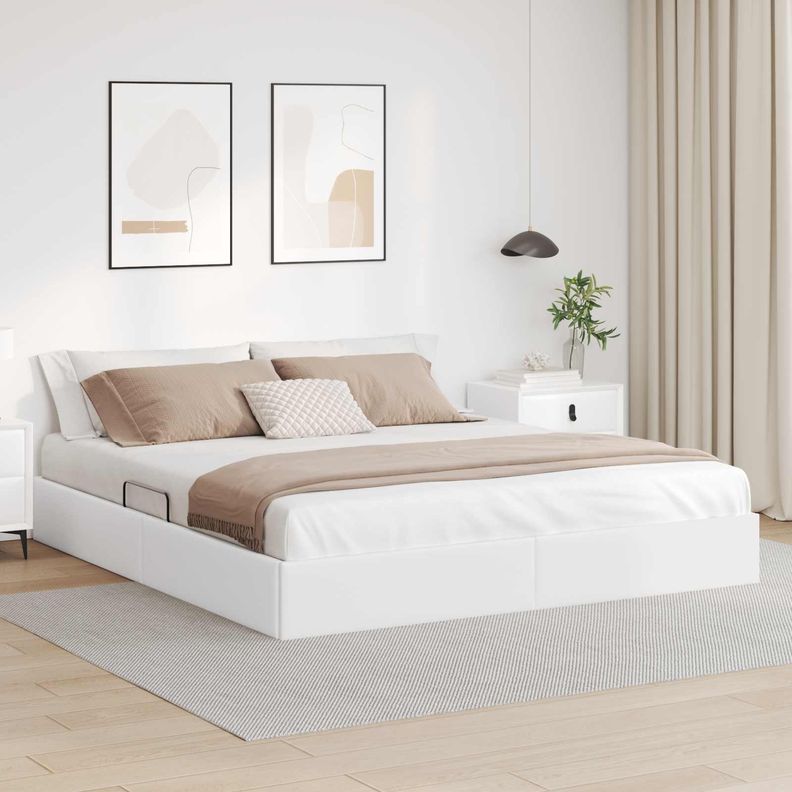 vidaXL Łóżko otomanowe Czysta Biała 180 x 200 cm Skóra ekologiczna