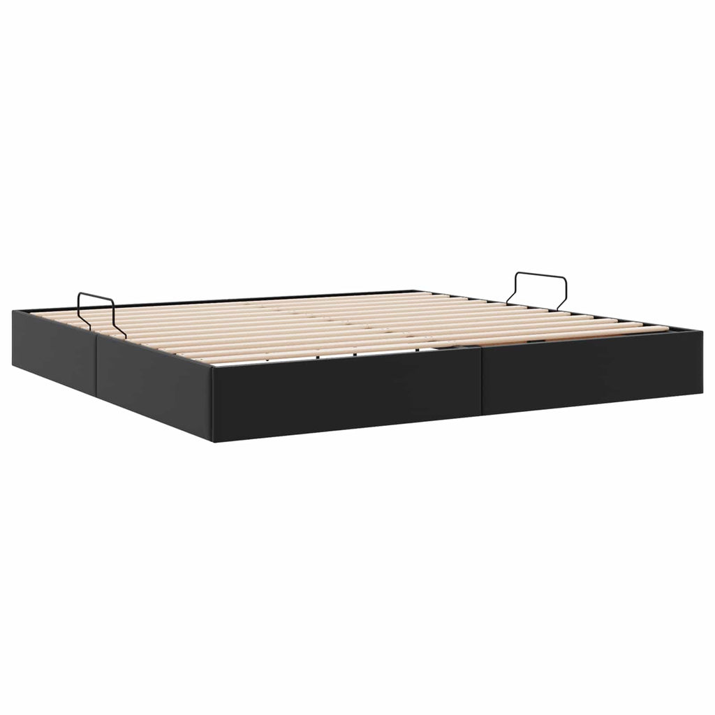 vidaXL Łóżko otomanowe Czarny 200 x 200 cm Skóra ekologiczna