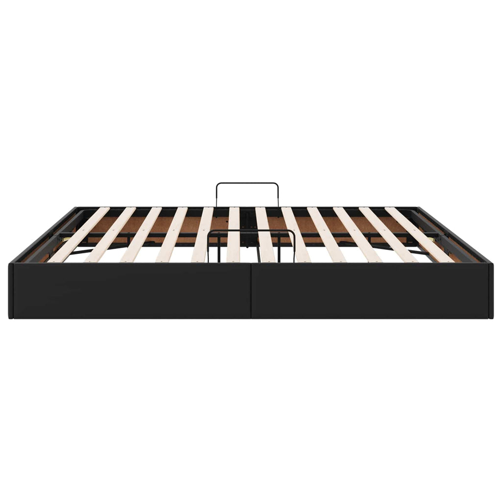 vidaXL Łóżko otomanowe Czarny 200 x 200 cm Skóra ekologiczna