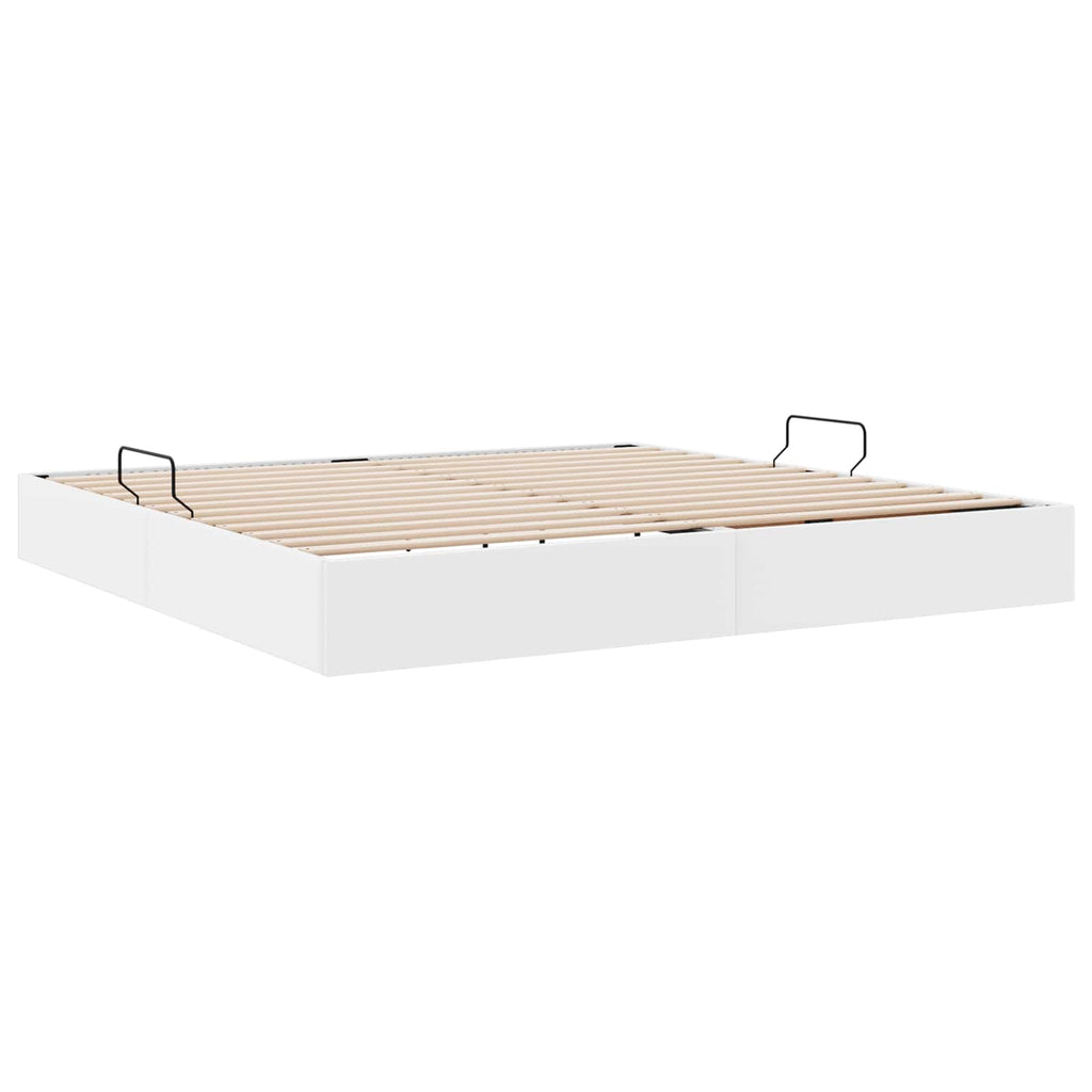 vidaXL Łóżko otomanowe Czysta Biała 200 x 200 cm Skóra ekologiczna