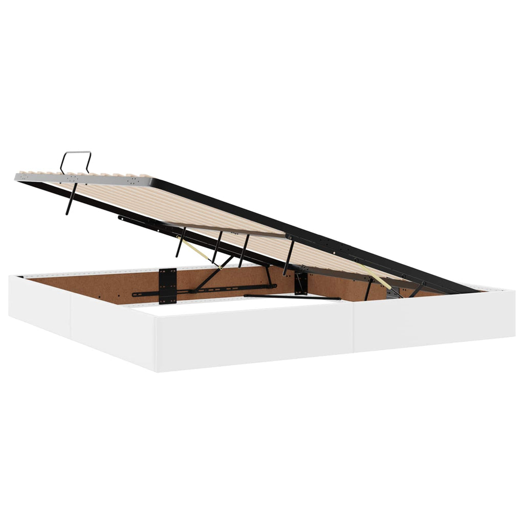 vidaXL Łóżko otomanowe Czysta Biała 200 x 200 cm Skóra ekologiczna