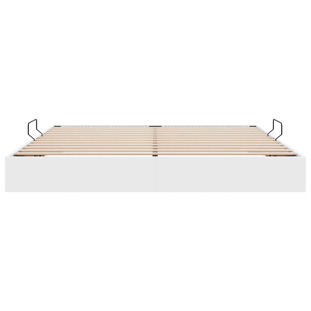 vidaXL Łóżko otomanowe Czysta Biała 200 x 200 cm Skóra ekologiczna