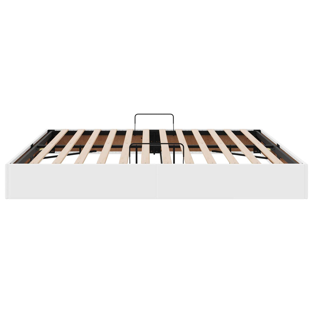 vidaXL Łóżko otomanowe Czysta Biała 200 x 200 cm Skóra ekologiczna