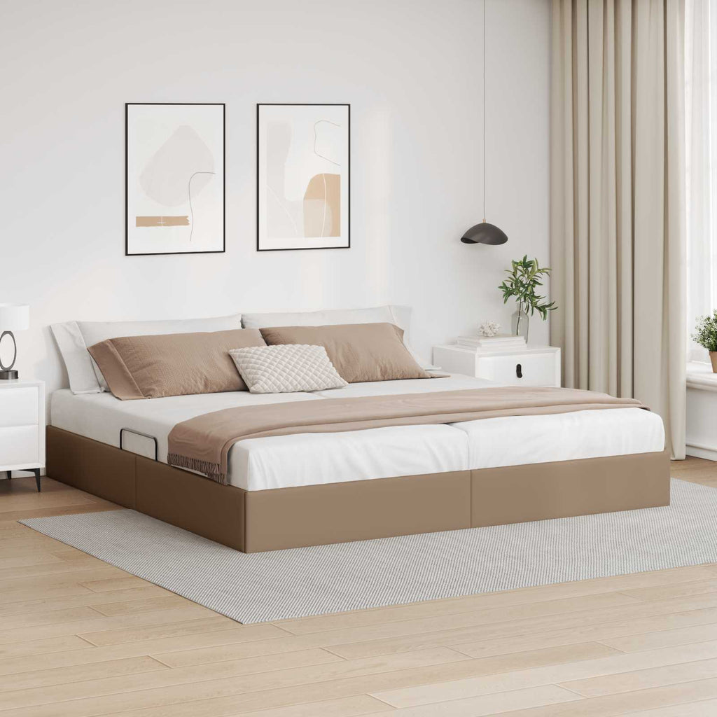 vidaXL Łóżko otomanowe Kawowy 200 x 200 cm Skóra ekologiczna