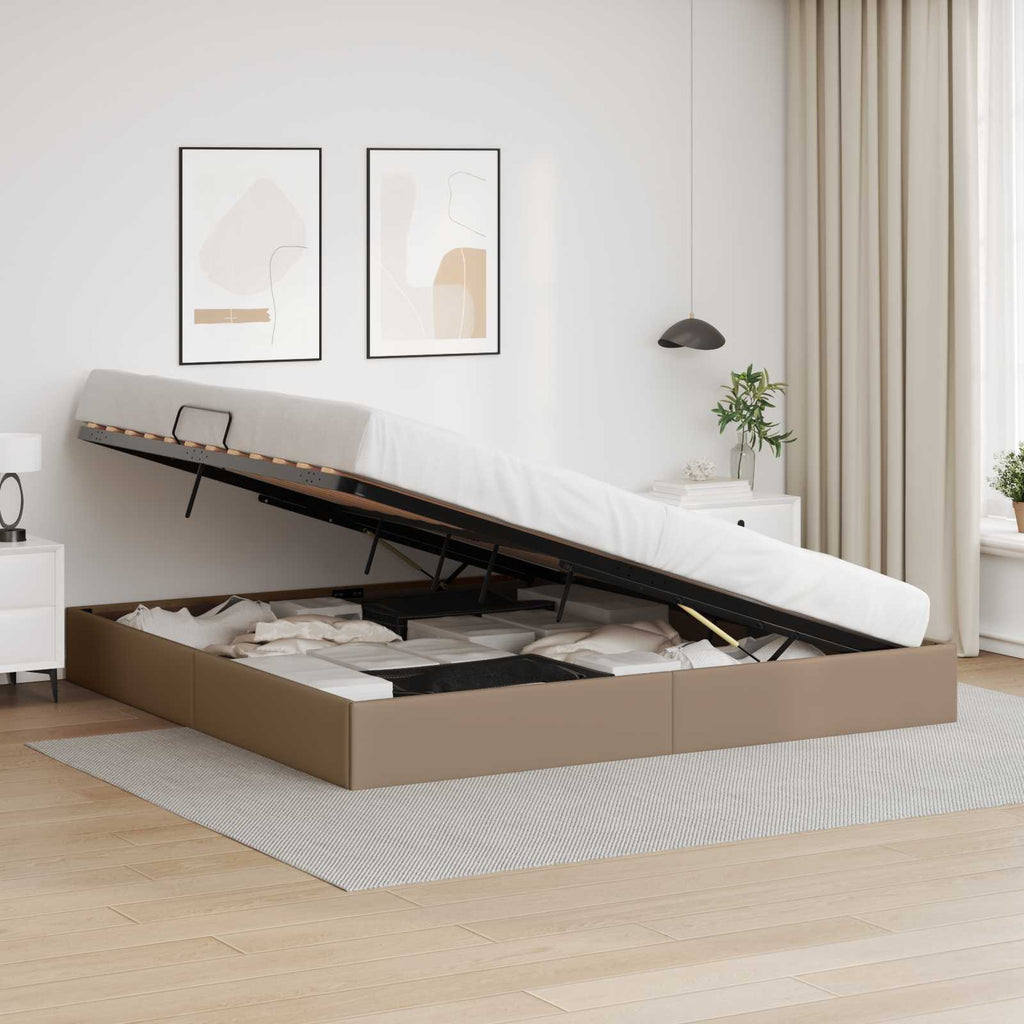 vidaXL Łóżko otomanowe Kawowy 200 x 200 cm Skóra ekologiczna