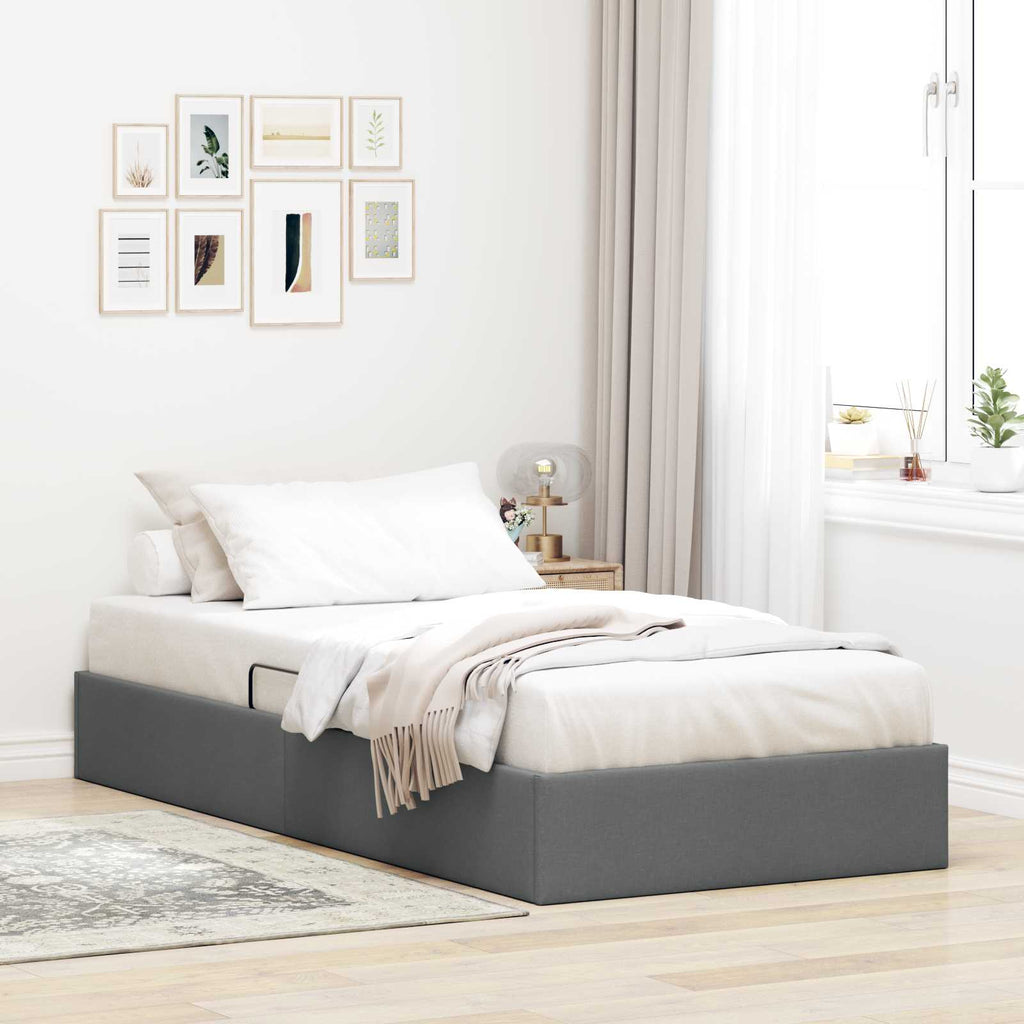 vidaXL Łóżko otomanowe Ciemnoszary 90 x 190 cm tkanina