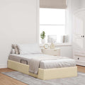 vidaXL Łóżko otomanowe z przechowywaniem Kremowy 90 x 200 cm tkanina