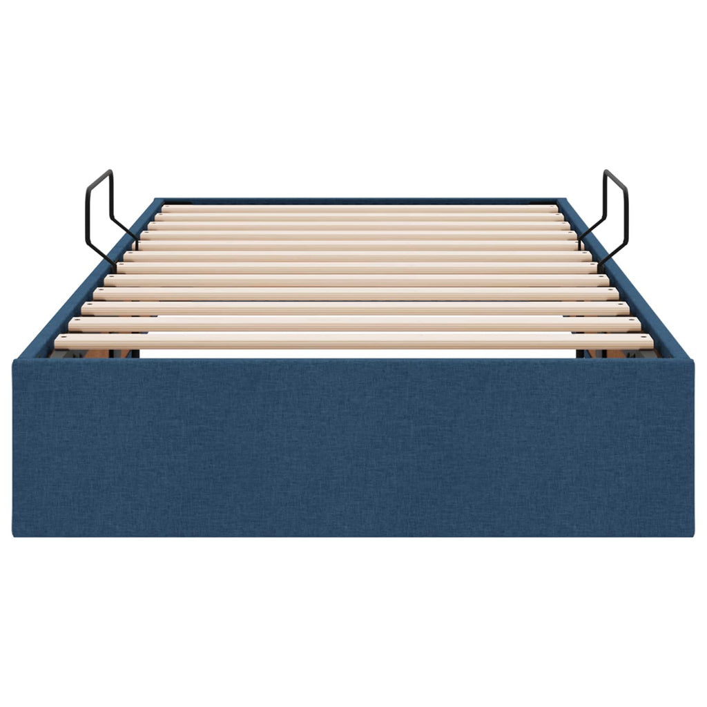 vidaXL Łóżko otomanowe z przechowywaniem Niebieski 90 x 200 cm tkanina