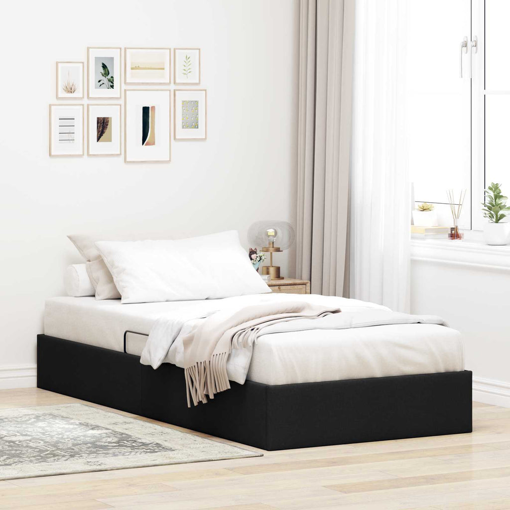 vidaXL Łóżko otomanowe z przechowywaniem Czarny 100 x 200 cm tkanina