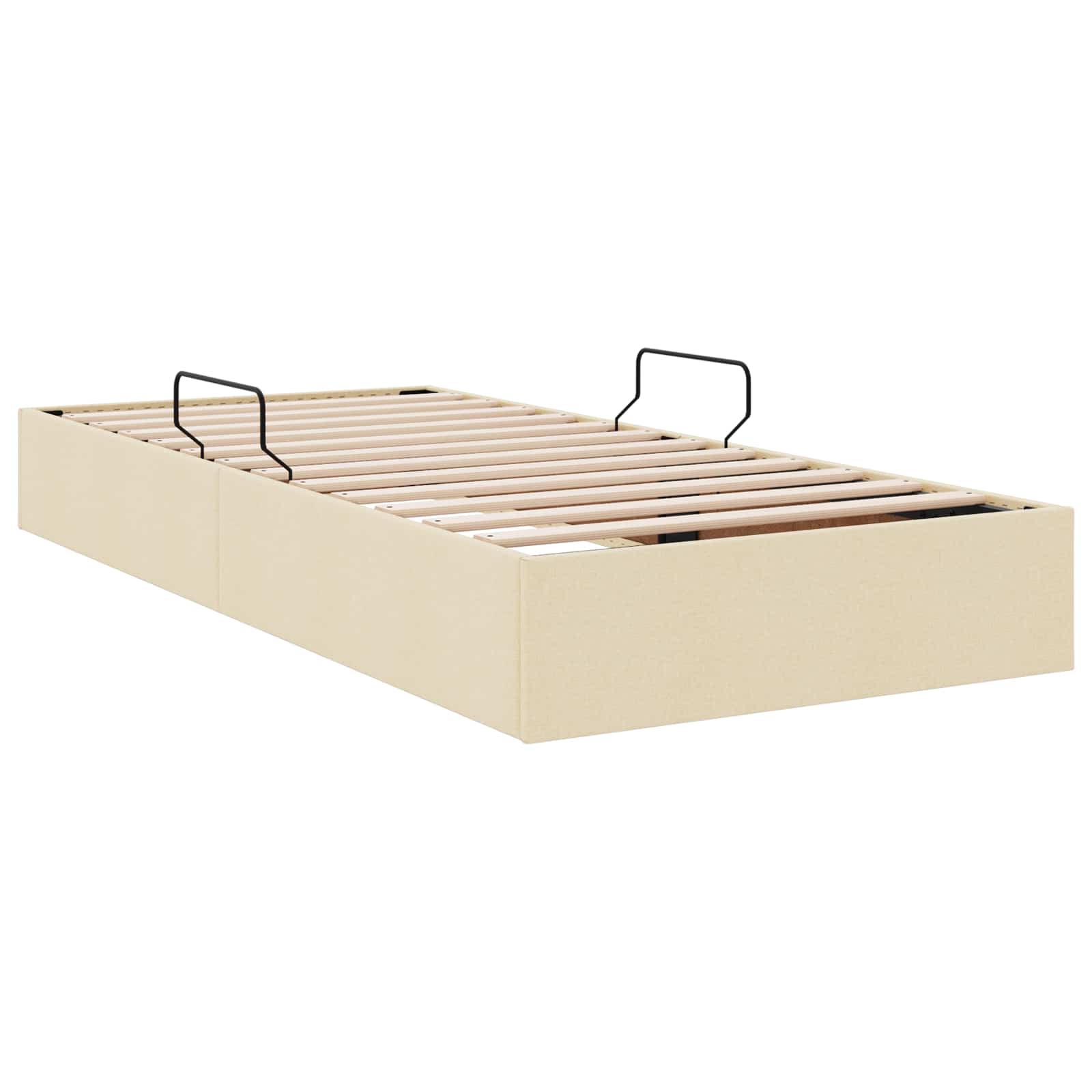 vidaXL Łóżko otomanowe z przechowywaniem Kremowy 100 x 200 cm tkanina