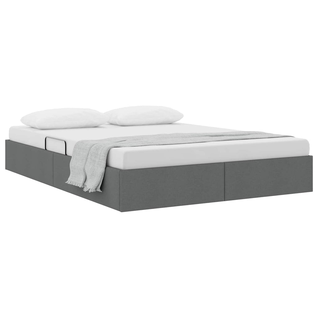 vidaXL Łóżko otomanowe Ciemnoszary 140 x 190 cm tkanina