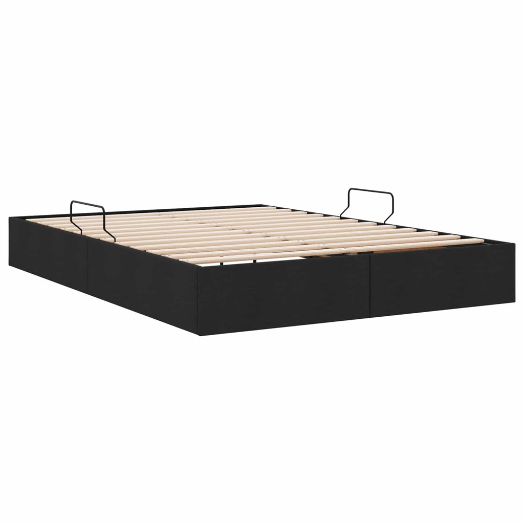 vidaXL Łóżko otomanowe z przechowywaniem Czarny 140 x 190 cm tkanina