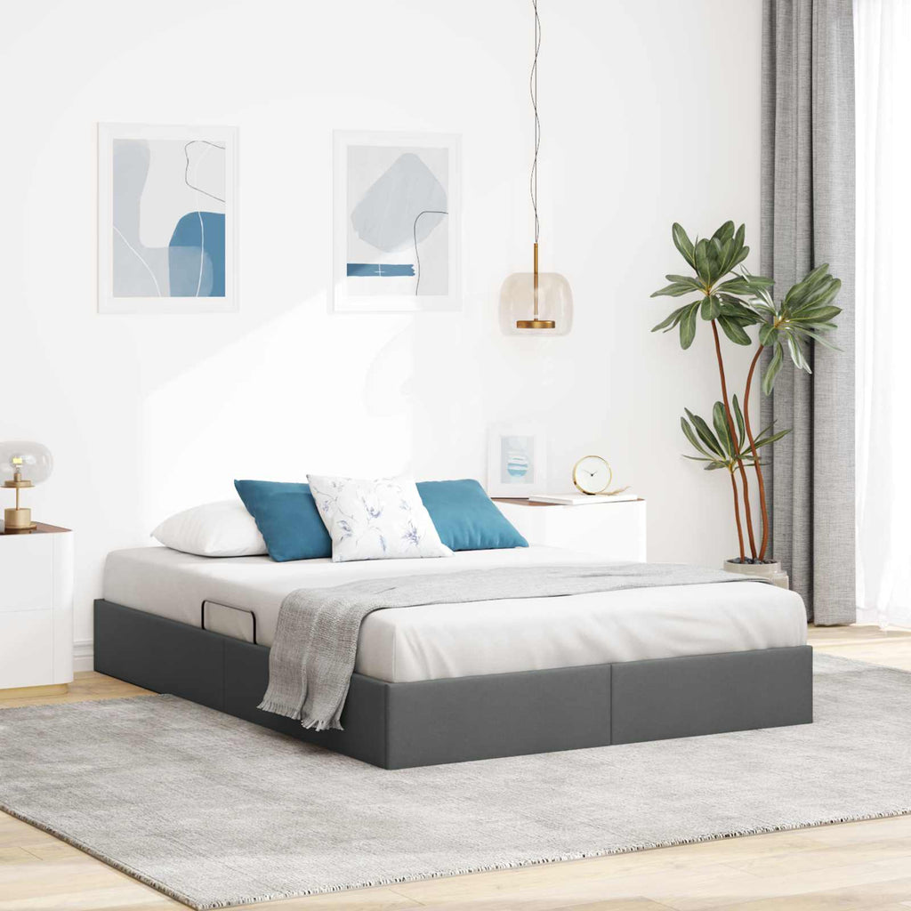 vidaXL Łóżko otomanowe Ciemnoszary 140 x 200 cm tkanina