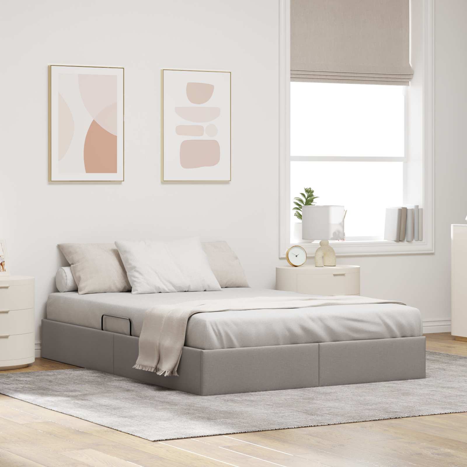 vidaXL Łóżko otomanowe Ciemnoszary 140 x 200 cm tkanina