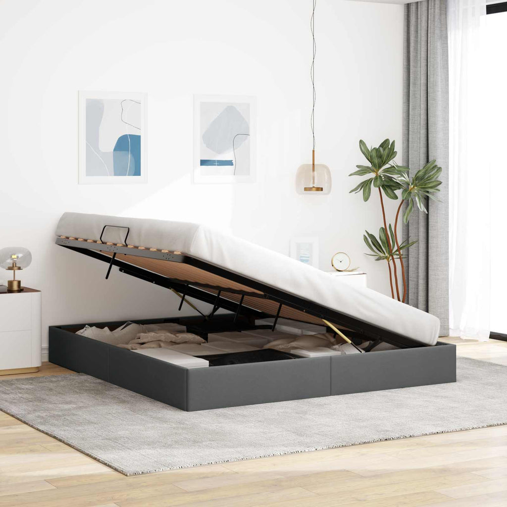 vidaXL Łóżko otomanowe Ciemnoszary 160 x 200 cm tkanina