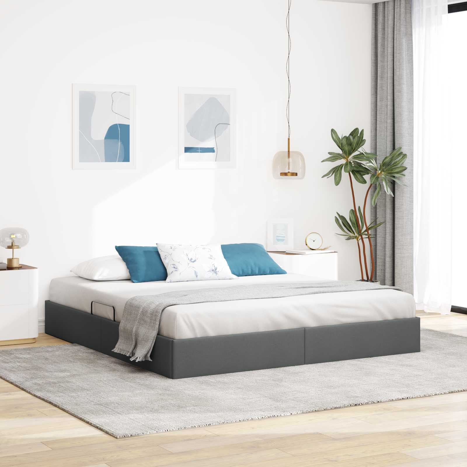 vidaXL Łóżko otomanowe Ciemnoszary 180 x 200 cm tkanina