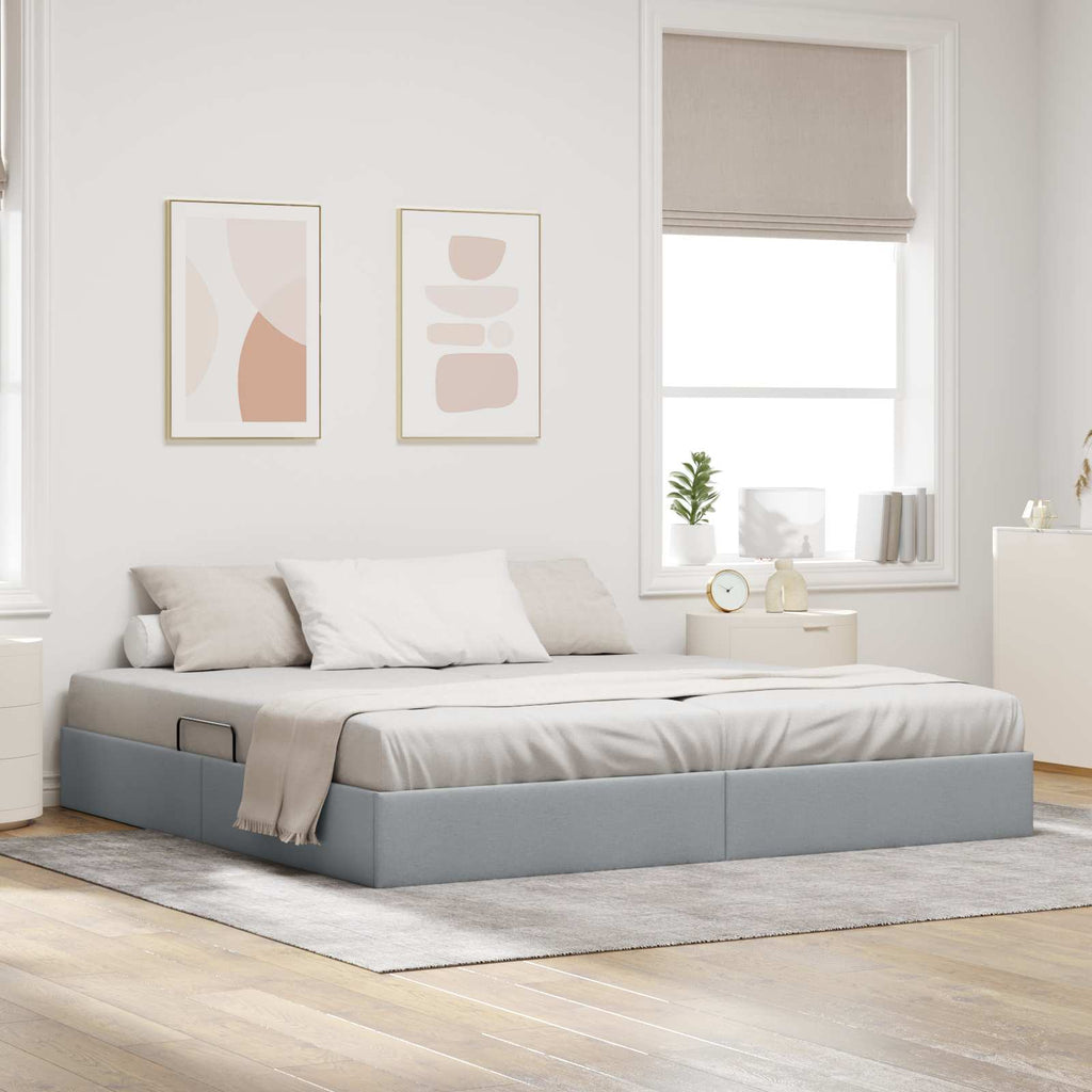 vidaXL Łóżko otomanowe Jasnoszary 200 x 200 cm tkanina