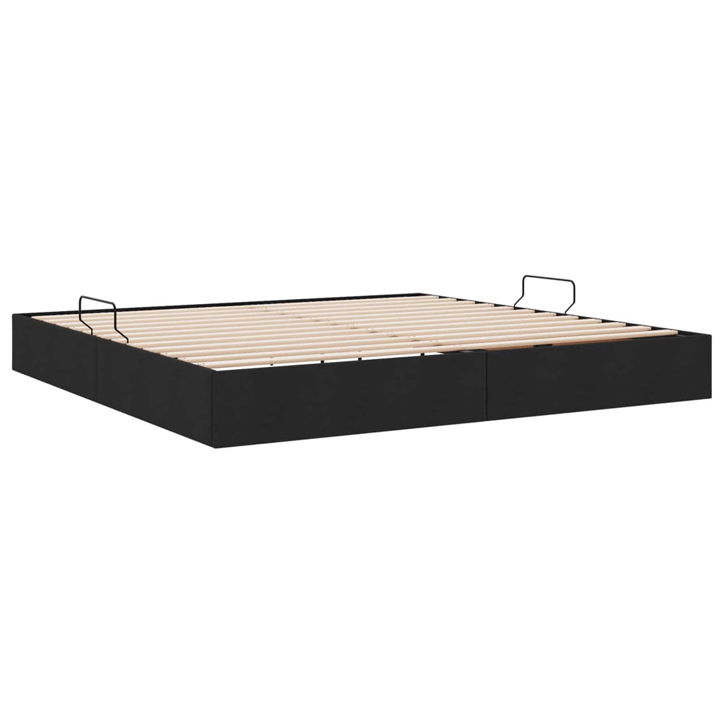 vidaXL Łóżko otomanowe z przechowywaniem Czarny 200 x 200 cm tkanina