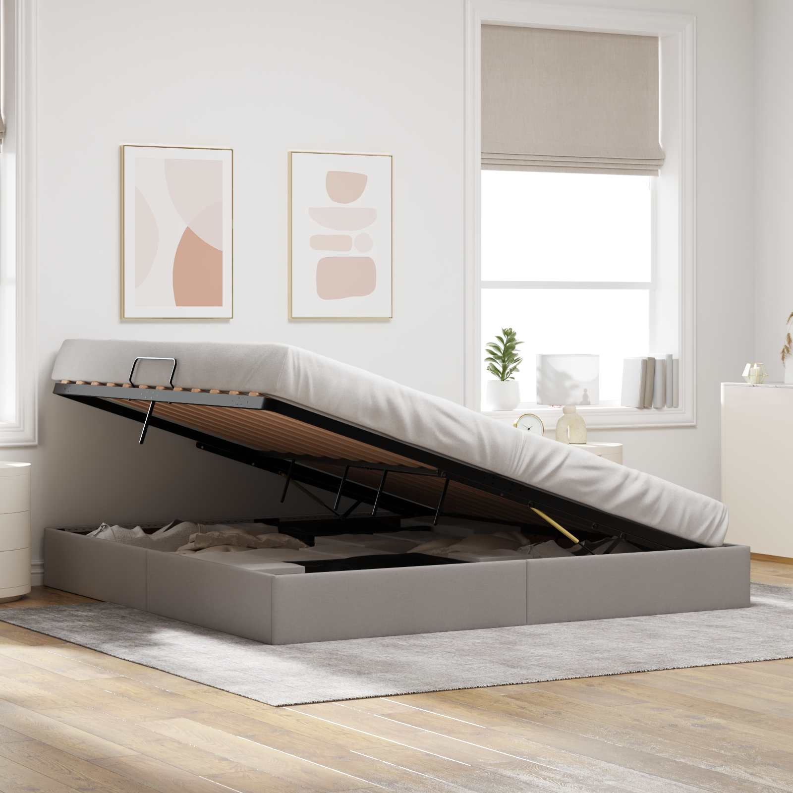 vidaXL Łóżko otomanowe Ciemnoszary 200 x 200 cm tkanina
