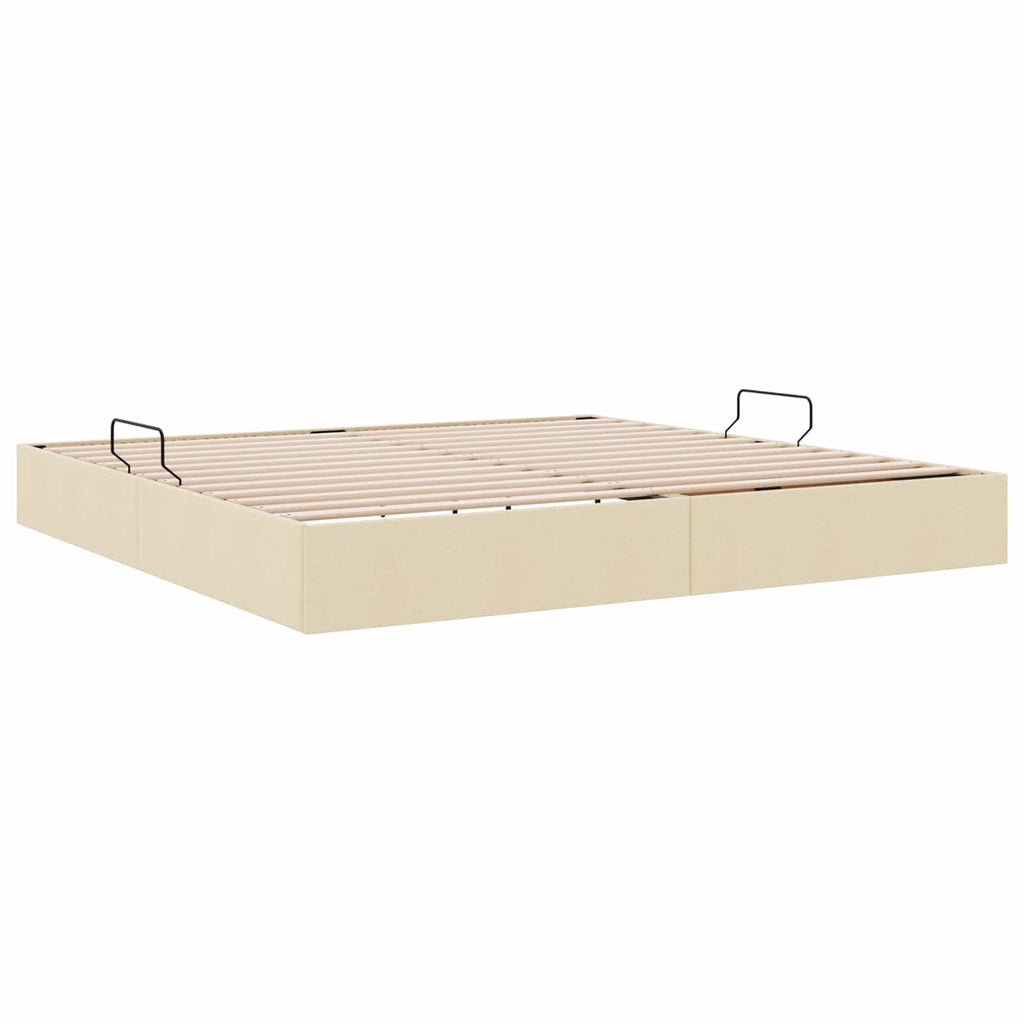 vidaXL Łóżko otomanowe z przechowywaniem Kremowy 200 x 200 cm tkanina